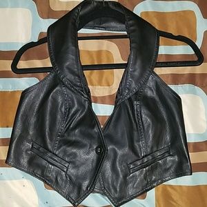 Black leather vest